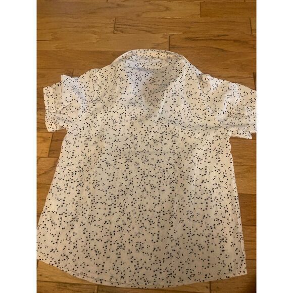 NWT Allegra K Women's White & Black Polka Dot Short Sleeve Blouse Size Medium - Picture 9 of 9